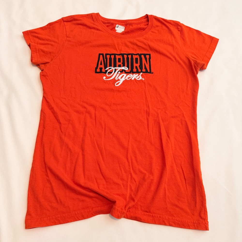 Russell Athletic T-Shirt Women Large Orange Auburn Tigers Graphic Tee